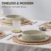 image:imageEfar 8Piece Plates and Bowls Sets  Stoneware Dinnerware Sets with Pasta Bowls for 2  Microwave amp Dishwasher Safe Kitchen Modern Dish Set Speckled GreenDeep Khaki