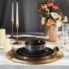 image:imageEfar Stoneware Dinnerware Sets for 2 6Piece Plates and Bowls Sets Chip amp Scratch Resistant Ribbed Dish Set for Home Restaurant Microwave amp Dishwasher Safe Blackish GreenBlackish Green