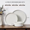 image:imageEfar Stoneware Dinnerware Sets for 2 6Piece Plates and Bowls Sets Chip amp Scratch Resistant Ribbed Dish Set for Home Restaurant Microwave amp Dishwasher Safe Blackish GreenSpeckled White