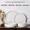 image:imageEfar Stoneware Dinnerware Sets for 2 6Piece Plates and Bowls Sets Chip amp Scratch Resistant Ribbed Dish Set for Home Restaurant Microwave amp Dishwasher Safe Blackish GreenSpeckled White
