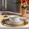 image:imageEfar Stoneware Dinnerware Sets for 2 6Piece Plates and Bowls Sets Chip amp Scratch Resistant Ribbed Dish Set for Home Restaurant Microwave amp Dishwasher Safe Blackish GreenCreamy Beige