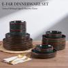 image:imageEfar Stoneware Dinnerware Sets for 2 6Piece Plates and Bowls Sets Chip amp Scratch Resistant Ribbed Dish Set for Home Restaurant Microwave amp Dishwasher Safe Blackish GreenBlackish Green