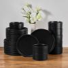 image:imageEfar Stoneware Dinnerware Sets for 2 6Piece Plates and Bowls Sets Chip amp Scratch Resistant Ribbed Dish Set for Home Restaurant Microwave amp Dishwasher Safe Blackish GreenMatte Black