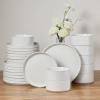 image:imageEfar Stoneware Dinnerware Sets for 2 6Piece Plates and Bowls Sets Chip amp Scratch Resistant Ribbed Dish Set for Home Restaurant Microwave amp Dishwasher Safe Blackish GreenSpeckled White