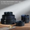 image:imageEfar Stoneware Dinnerware Sets for 2 6Piece Plates and Bowls Sets Chip amp Scratch Resistant Ribbed Dish Set for Home Restaurant Microwave amp Dishwasher Safe Blackish GreenMidnight Blue