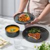 image:imageEfar Stoneware Dinnerware Sets for 2 6Piece Plates and Bowls Sets Chip amp Scratch Resistant Ribbed Dish Set for Home Restaurant Microwave amp Dishwasher Safe Blackish GreenBlackish Green