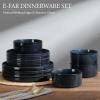 image:imageEfar Stoneware Dinnerware Sets for 2 6Piece Plates and Bowls Sets Chip amp Scratch Resistant Ribbed Dish Set for Home Restaurant Microwave amp Dishwasher Safe Blackish GreenMidnight Blue