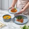 image:imageEfar Stoneware Dinnerware Sets for 2 6Piece Plates and Bowls Sets Chip amp Scratch Resistant Ribbed Dish Set for Home Restaurant Microwave amp Dishwasher Safe Blackish GreenDusty Blue