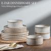 image:imageEfar Stoneware Dinnerware Sets for 2 6Piece Plates and Bowls Sets Chip amp Scratch Resistant Ribbed Dish Set for Home Restaurant Microwave amp Dishwasher Safe Blackish GreenCreamy Beige