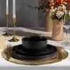 image:imageEfar Stoneware Dinnerware Sets for 2 6Piece Plates and Bowls Sets Chip amp Scratch Resistant Ribbed Dish Set for Home Restaurant Microwave amp Dishwasher Safe Blackish GreenMatte Black