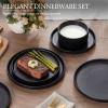 image:imageEfar Stoneware Dinnerware Sets for 2 6Piece Plates and Bowls Sets Chip amp Scratch Resistant Ribbed Dish Set for Home Restaurant Microwave amp Dishwasher Safe Blackish GreenMatte Black
