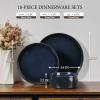 image:imageEfar Stoneware Dinnerware Sets for 2 6Piece Plates and Bowls Sets Chip amp Scratch Resistant Ribbed Dish Set for Home Restaurant Microwave amp Dishwasher Safe Blackish GreenMidnight Blue