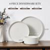 image:imageEfar Stoneware Dinnerware Sets for 2 6Piece Plates and Bowls Sets Chip amp Scratch Resistant Ribbed Dish Set for Home Restaurant Microwave amp Dishwasher Safe Blackish GreenSpeckled White