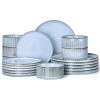 image:imageEfar Stoneware Dinnerware Sets for 2 6Piece Plates and Bowls Sets Chip amp Scratch Resistant Ribbed Dish Set for Home Restaurant Microwave amp Dishwasher Safe Blackish GreenDusty Blue