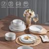 image:imageEfar Stoneware Dinnerware Sets for 2 6Piece Plates and Bowls Sets Chip amp Scratch Resistant Ribbed Dish Set for Home Restaurant Microwave amp Dishwasher Safe Blackish GreenSpeckled White
