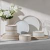 image:imageEfar Stoneware Dinnerware Sets for 2 6Piece Plates and Bowls Sets Chip amp Scratch Resistant Ribbed Dish Set for Home Restaurant Microwave amp Dishwasher Safe Blackish GreenCreamy Beige