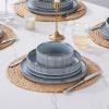 image:imageEfar Stoneware Dinnerware Sets for 2 6Piece Plates and Bowls Sets Chip amp Scratch Resistant Ribbed Dish Set for Home Restaurant Microwave amp Dishwasher Safe Blackish GreenDusty Blue