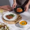 image:imageEfar Stoneware Dinnerware Sets for 2 6Piece Plates and Bowls Sets Chip amp Scratch Resistant Ribbed Dish Set for Home Restaurant Microwave amp Dishwasher Safe Blackish GreenSpeckled White  Matte Black