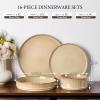 image:imageEfar Stoneware Dinnerware Sets for 2 6Piece Plates and Bowls Sets Chip amp Scratch Resistant Ribbed Dish Set for Home Restaurant Microwave amp Dishwasher Safe Blackish GreenCaramel Khaki