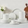 image:imageEfar Stoneware Dinnerware Sets for 2 6Piece Plates and Bowls Sets Chip amp Scratch Resistant Ribbed Dish Set for Home Restaurant Microwave amp Dishwasher Safe Blackish GreenSpeckled White