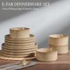 image:imageEfar Stoneware Dinnerware Sets for 2 6Piece Plates and Bowls Sets Chip amp Scratch Resistant Ribbed Dish Set for Home Restaurant Microwave amp Dishwasher Safe Blackish GreenCaramel Khaki