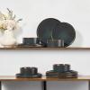 image:imageEfar Stoneware Dinnerware Sets for 2 6Piece Plates and Bowls Sets Chip amp Scratch Resistant Ribbed Dish Set for Home Restaurant Microwave amp Dishwasher Safe Blackish GreenBlackish Green