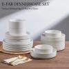 image:imageEfar Stoneware Dinnerware Sets for 2 6Piece Plates and Bowls Sets Chip amp Scratch Resistant Ribbed Dish Set for Home Restaurant Microwave amp Dishwasher Safe Blackish GreenSpeckled White