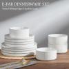 image:imageEfar Stoneware Dinnerware Sets for 2 6Piece Plates and Bowls Sets Chip amp Scratch Resistant Ribbed Dish Set for Home Restaurant Microwave amp Dishwasher Safe Blackish GreenSpeckled White
