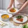 image:imageEfar Stoneware Dinnerware Sets for 2 6Piece Plates and Bowls Sets Chip amp Scratch Resistant Ribbed Dish Set for Home Restaurant Microwave amp Dishwasher Safe Blackish GreenCreamy Beige
