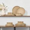 image:imageEfar Stoneware Dinnerware Sets for 2 6Piece Plates and Bowls Sets Chip amp Scratch Resistant Ribbed Dish Set for Home Restaurant Microwave amp Dishwasher Safe Blackish GreenCaramel Khaki