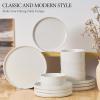 image:imageEfar Stoneware Dinnerware Sets for 2 6Piece Plates and Bowls Sets Chip amp Scratch Resistant Ribbed Dish Set for Home Restaurant Microwave amp Dishwasher Safe Blackish GreenSpeckled White