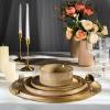 image:imageEfar Stoneware Dinnerware Sets for 2 6Piece Plates and Bowls Sets Chip amp Scratch Resistant Ribbed Dish Set for Home Restaurant Microwave amp Dishwasher Safe Blackish GreenCaramel Khaki