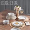 image:imageEfar Stoneware Dinnerware Sets for 2 6Piece Plates and Bowls Sets Chip amp Scratch Resistant Ribbed Dish Set for Home Restaurant Microwave amp Dishwasher Safe Blackish GreenCreamy Beige
