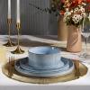 image:imageEfar Stoneware Dinnerware Sets for 2 6Piece Plates and Bowls Sets Chip amp Scratch Resistant Ribbed Dish Set for Home Restaurant Microwave amp Dishwasher Safe Blackish GreenDusty Blue