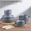 image:imageEfar Stoneware Dinnerware Sets for 2 6Piece Plates and Bowls Sets Chip amp Scratch Resistant Ribbed Dish Set for Home Restaurant Microwave amp Dishwasher Safe Blackish GreenDusty Blue