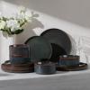 image:imageEfar Stoneware Dinnerware Sets for 2 6Piece Plates and Bowls Sets Chip amp Scratch Resistant Ribbed Dish Set for Home Restaurant Microwave amp Dishwasher Safe Blackish GreenBlackish Green