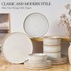 image:imageEfar Stoneware Dinnerware Sets for 2 6Piece Plates and Bowls Sets Chip amp Scratch Resistant Ribbed Dish Set for Home Restaurant Microwave amp Dishwasher Safe Blackish GreenCreamy Beige