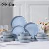 image:imageEfar Stoneware Dinnerware Sets for 2 6Piece Plates and Bowls Sets Chip amp Scratch Resistant Ribbed Dish Set for Home Restaurant Microwave amp Dishwasher Safe Blackish GreenDusty Blue
