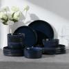 image:imageEfar Stoneware Dinnerware Sets for 2 6Piece Plates and Bowls Sets Chip amp Scratch Resistant Ribbed Dish Set for Home Restaurant Microwave amp Dishwasher Safe Blackish GreenMidnight Blue