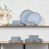 image:imageEfar Stoneware Dinnerware Sets for 2 6Piece Plates and Bowls Sets Chip amp Scratch Resistant Ribbed Dish Set for Home Restaurant Microwave amp Dishwasher Safe Blackish GreenDusty Blue