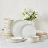 image:imageEfar Stoneware Dinnerware Sets for 2 6Piece Plates and Bowls Sets Chip amp Scratch Resistant Ribbed Dish Set for Home Restaurant Microwave amp Dishwasher Safe Blackish GreenCreamy Beige