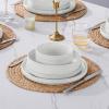 image:imageEfar Stoneware Dinnerware Sets for 2 6Piece Plates and Bowls Sets Chip amp Scratch Resistant Ribbed Dish Set for Home Restaurant Microwave amp Dishwasher Safe Blackish GreenSpeckled White