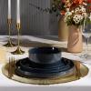 image:imageEfar Stoneware Dinnerware Sets for 2 6Piece Plates and Bowls Sets Chip amp Scratch Resistant Ribbed Dish Set for Home Restaurant Microwave amp Dishwasher Safe Blackish GreenMidnight Blue
