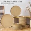 image:imageEfar Stoneware Dinnerware Sets for 2 6Piece Plates and Bowls Sets Chip amp Scratch Resistant Ribbed Dish Set for Home Restaurant Microwave amp Dishwasher Safe Blackish GreenCaramel Khaki