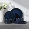 image:imageEfar Stoneware Dinnerware Sets for 2 6Piece Plates and Bowls Sets Chip amp Scratch Resistant Ribbed Dish Set for Home Restaurant Microwave amp Dishwasher Safe Blackish GreenMidnight Blue
