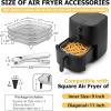 image:imageEfar Air Fryer Rack 77 Square Air Fryer Baskets Accessories 3Tier Stackable Stainless Steel Dehydrator Rack Set for Frying Roasting With Silicon Feet amp Antiscald Clip Oven amp Dishwasher Safe77 inch Square Rack