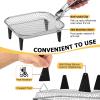 image:imageEfar Air Fryer Rack 77 Square Air Fryer Baskets Accessories 3Tier Stackable Stainless Steel Dehydrator Rack Set for Frying Roasting With Silicon Feet amp Antiscald Clip Oven amp Dishwasher Safe77 inch Square Rack
