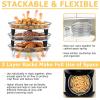 image:imageEfar Air Fryer Rack 77 Square Air Fryer Baskets Accessories 3Tier Stackable Stainless Steel Dehydrator Rack Set for Frying Roasting With Silicon Feet amp Antiscald Clip Oven amp Dishwasher Safe79 inch Round Rack
