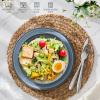 image:imageEfar Pasta Bowls Set of 4 35oz Large Salad Bowl Plate for Dinner Serving Soup Wide amp Shallow Ceramic Stoneware Pasta Plates Microwave amp Dishwasher Safe Reactive Glaze TextureStripe Matte BlackDusty Blue