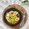 image:imageEfar Pasta Bowls Set of 4 35oz Large Salad Bowl Plate for Dinner Serving Soup Wide amp Shallow Ceramic Stoneware Pasta Plates Microwave amp Dishwasher Safe Reactive Glaze TextureStripe Matte BlackBlackish Green